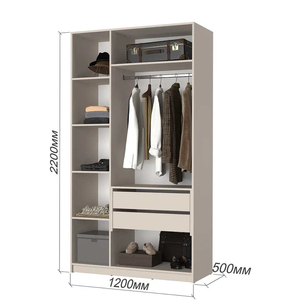 Шафа 3-дверна з антресоллю MebelStar Оскар Gloss BL-B, блок шухляд 120x52x260 см Дуб тахо/Чорний (MBS-5444) - фото 3