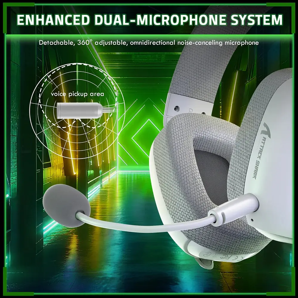 Ігрова гарнітура Attack Shark L80PRO Wireless, 2.4GHz/Bluetooth/3.5mm White - фото 10