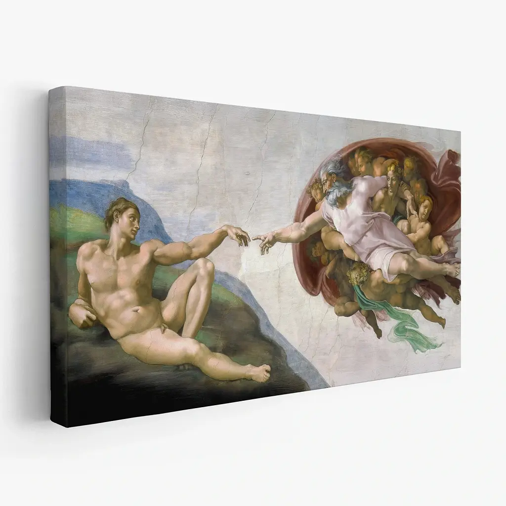 Інтер'єрна картина Створення Адама, Мікеланджело, Michelangelo, Creation of Adam, інтер'єрний декор, 60×120 см (id3421) - фото 2