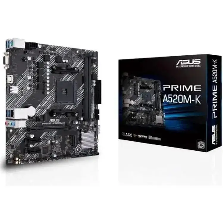 Материнська плата AM4 (A520) Asus PRIME A520M-K, A520, 2xDDR4, Int.Video(CPU), 4xSATA3, 1xM.2, 1xPCI-E 16x 3.0, 2xPCI-E 1x 3.0, ALC887 6xUSB3.2/6xUSB2.0, VGA/HDMI, MicroATX