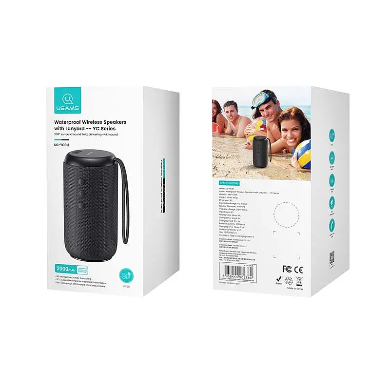 Акустика Usams Waterproof Wireless Speaker with Lanyard YC011 IPX7 BT5.0, 4h - фото 2
