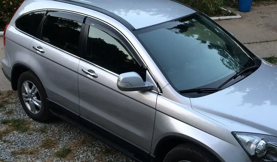 Дефлектори вікон вітровики Honda CR-V 2007-2012 Хром молдинг - фото 3