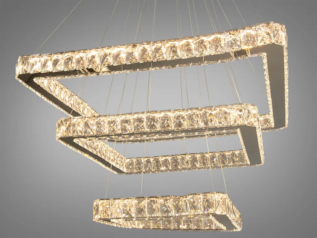 Люстра стельова LED Diasha 7220-9A/650+500+340HR 110W, хром, кристалічний плафон, 65 см, сучасний стиль для дому - фото 2