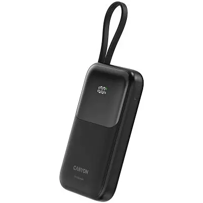 Батарея універсальна Canyon 10000mAh OnPower 101 PD/22.5W built-in cable Black (CNS-CPB101BK) - фото 2
