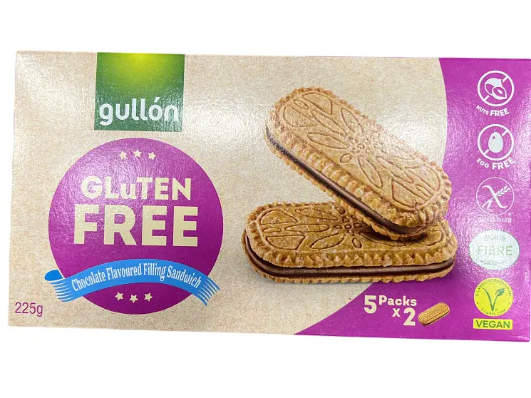 Печиво-сендвіч Gullon Sin Gluten з шоколадною начинкою без глютену 225 г (8410376061789)