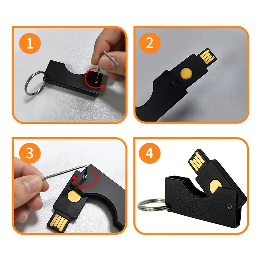 Захисний алюмінієвий чохол для ключа YubiKey 5 / 5C / Security Key NFC з брелком, Червоний, 1 шт - фото 4