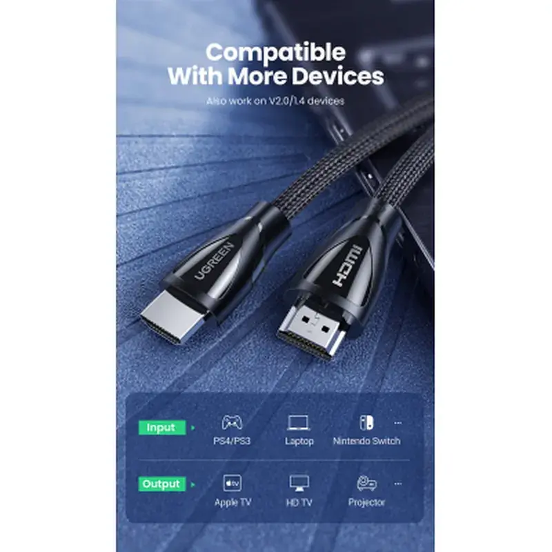 Кабель мультимедійний HDMI M to HDMI M 3.0m V2.1 Ugreen (80404) - фото 2