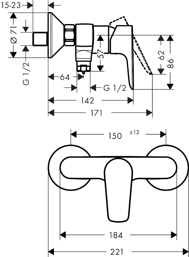 Змішувач Hansgrohe Talis E для душу Matt Black 71760670 Чорний матовий - фото 2