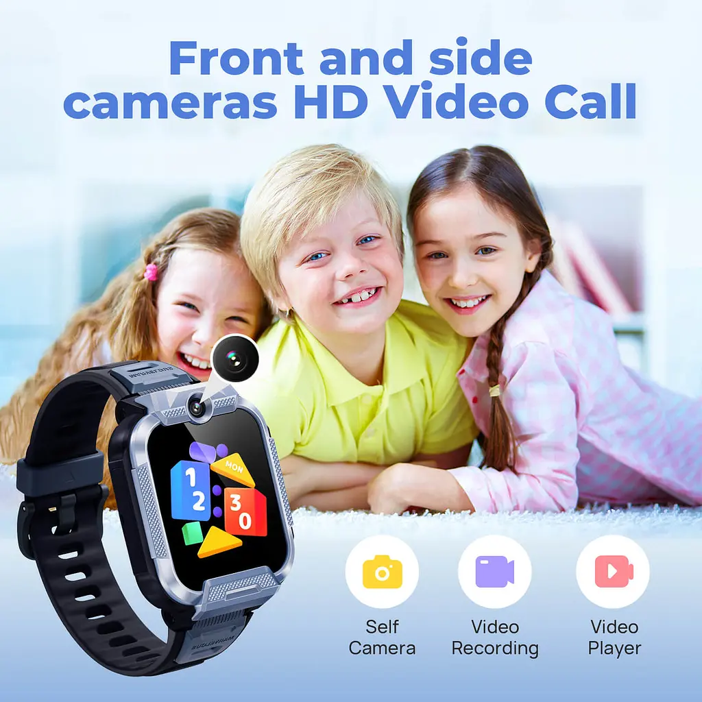 Дитячий годинник-телефон Mibro Z5, 1.69", 240x280, GPS, 2MP dual, 900мА·рік, 2АТM, розовий - фото 5
