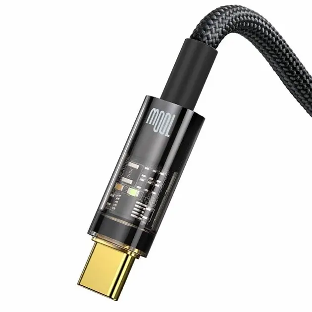 Кабель Baseus Explorer Series Auto Power-Off Fast Charging Data Cable USB to Type-C 100W 2m CATS000301 Black - фото 2