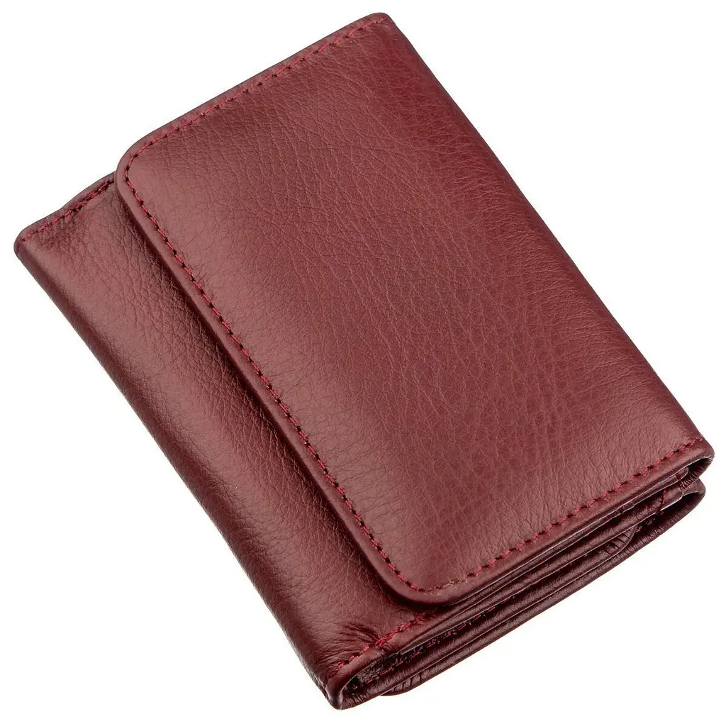 Компактний жіночий гаманець на кнопці ST Leather 18885 темно-червоний - фото 6