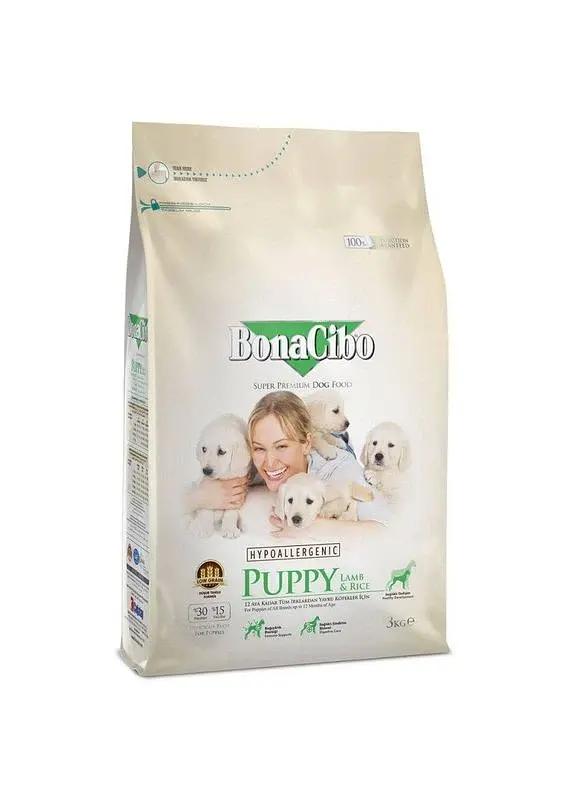 Сухий корм для цуценят BonaCibo Puppy Lamb&Rice з м'ясом ягняти та рисом 3 кг