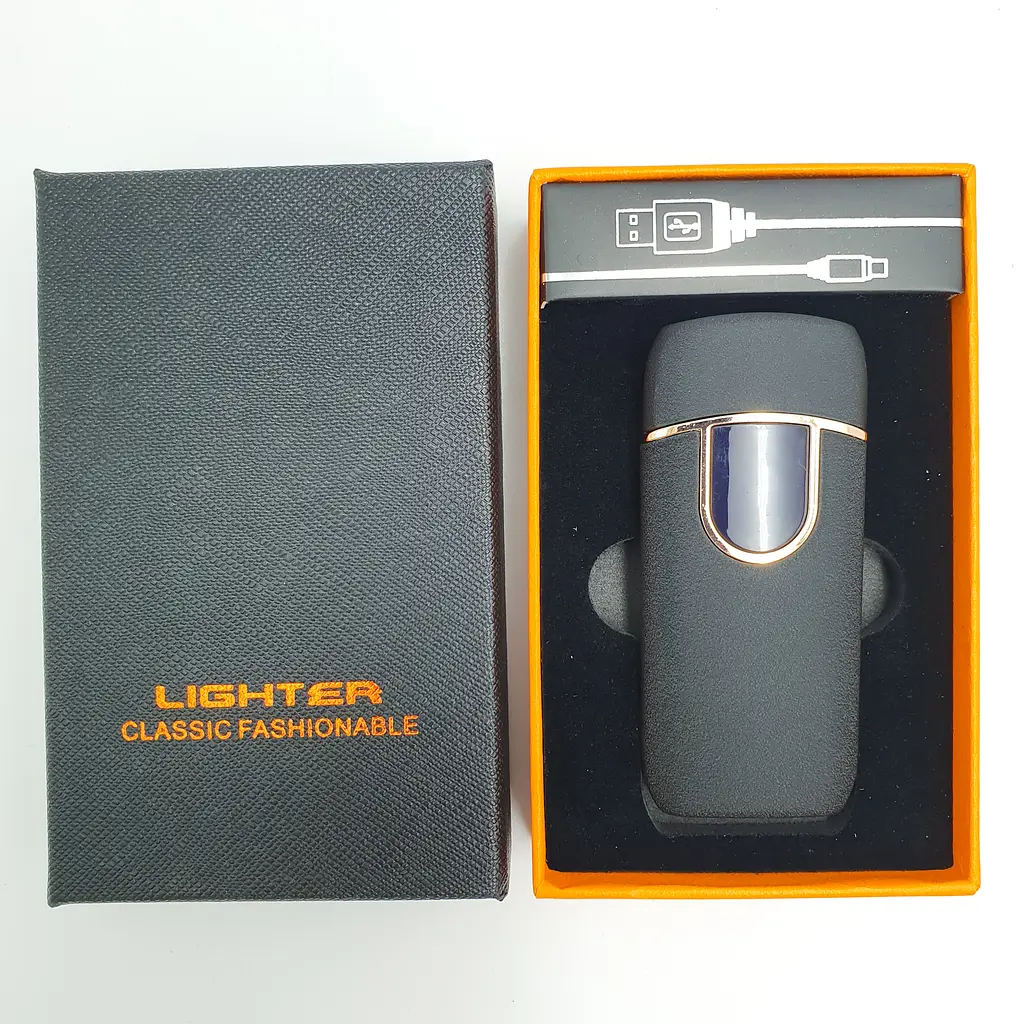 Запальничка електроімпульсна USB сенсорна електрична акумуляторна 2 дуги в подарунковій коробці UKC 7037 чорний - фото 15
