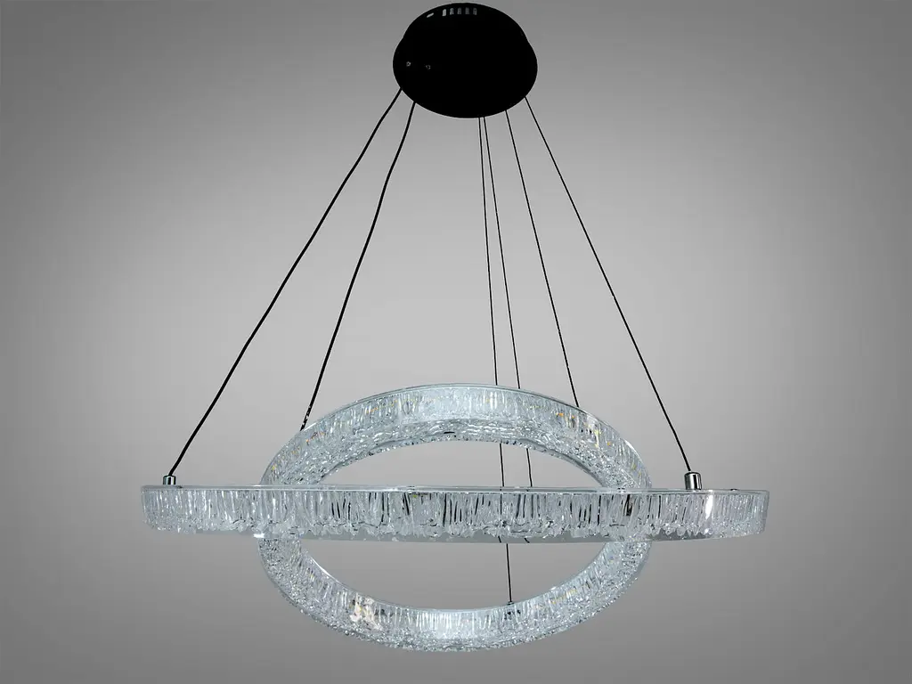 Стильна підвісна LED люстра до 18 м2 Diasha 1712/600+400ABK, чорна, 2 кільця, 66 W - фото 5
