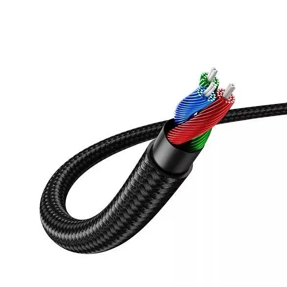 Кабель Ugreen AV112 Angled Cable 3.5 мм Male to 3.5 мм Male Cable Gold Plated Metal Case with Braid 1.5 м Blue (60180) - фото 2