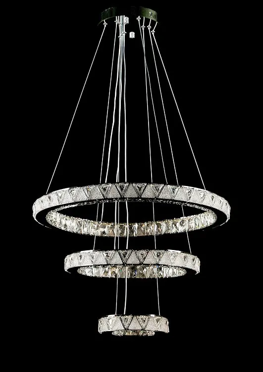 Світлодіодна люстра Splendid Ray L51007/60+40+20/3 LED з кришталем, хром, 100 Вт, з пультом і димером - фото 3