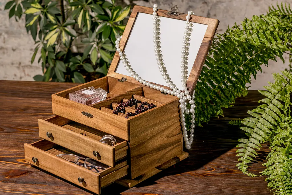 Женская шкатулка для украшений EcoWalnut с зеркалом (EB-8) - фото 11