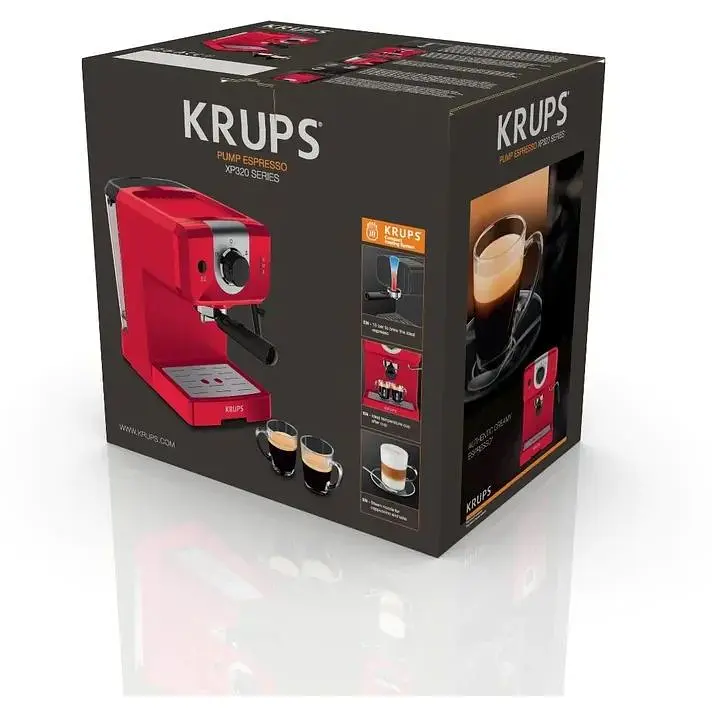 Кофеварка Krups Opio рожковая с ручным капучинатором 1.5 л красная (XP320530) - фото 3