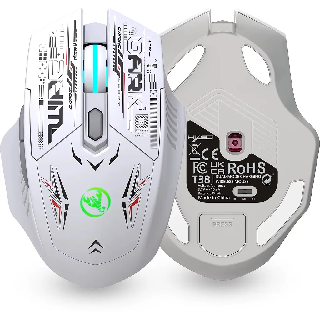 Миша бездротова HYSJ Т38 з акумулятором та підсвічуванням 2.4G Bluetooth White - фото 2