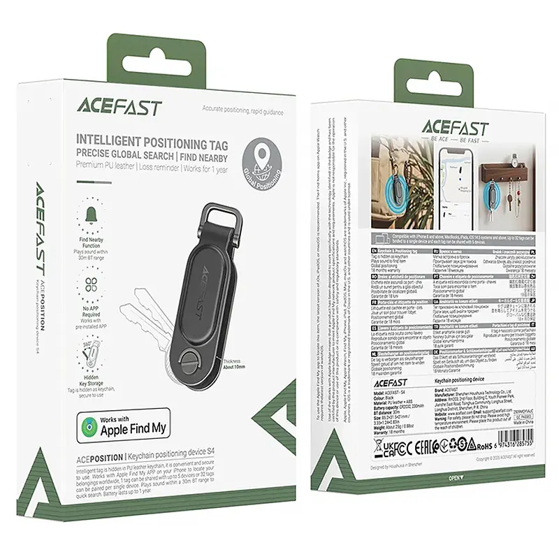 Трекер S4 Keychain Tag 230 mAh Black Acefast teh0029302 - фото 4