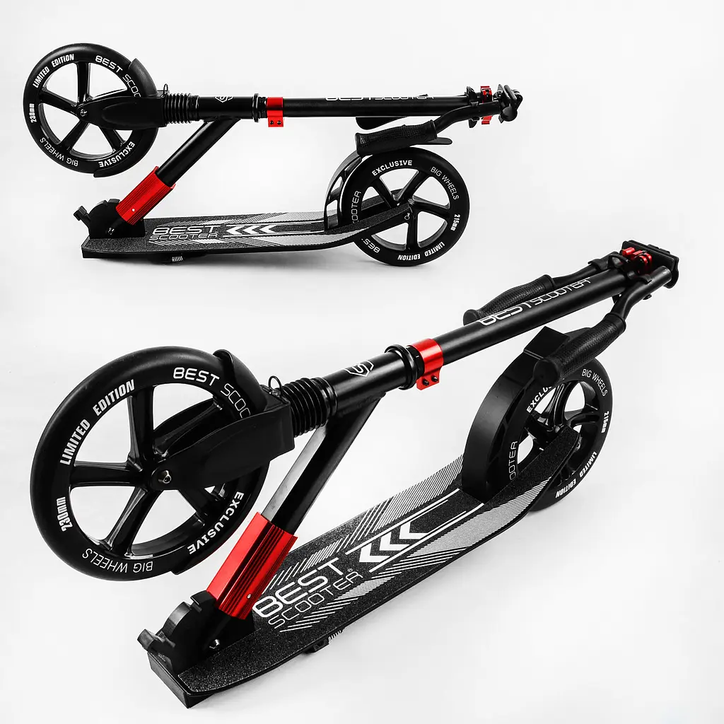 Самокат Best Scooter 57х14х88-98 см Черно-красный 000231598 - фото 3