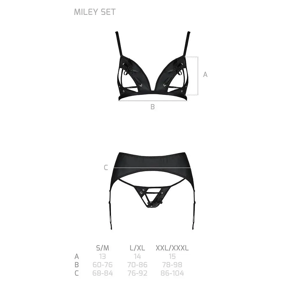 Комплект из эко-кожи Passion Miley Set black: трусики L/XL - фото 5