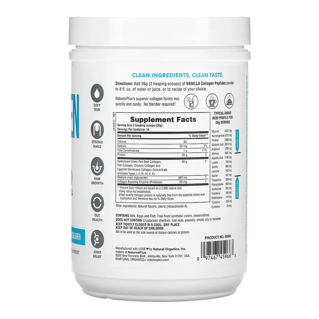 Коллаген NaturesPlus Collagen Peptides Vanilla 378 г - фото 2