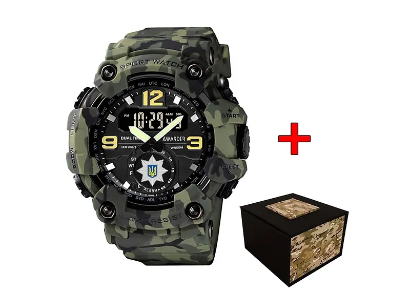 Чоловічий наручний годинник 004 Поліція Camo Green Awarder acs0032005 - фото 2