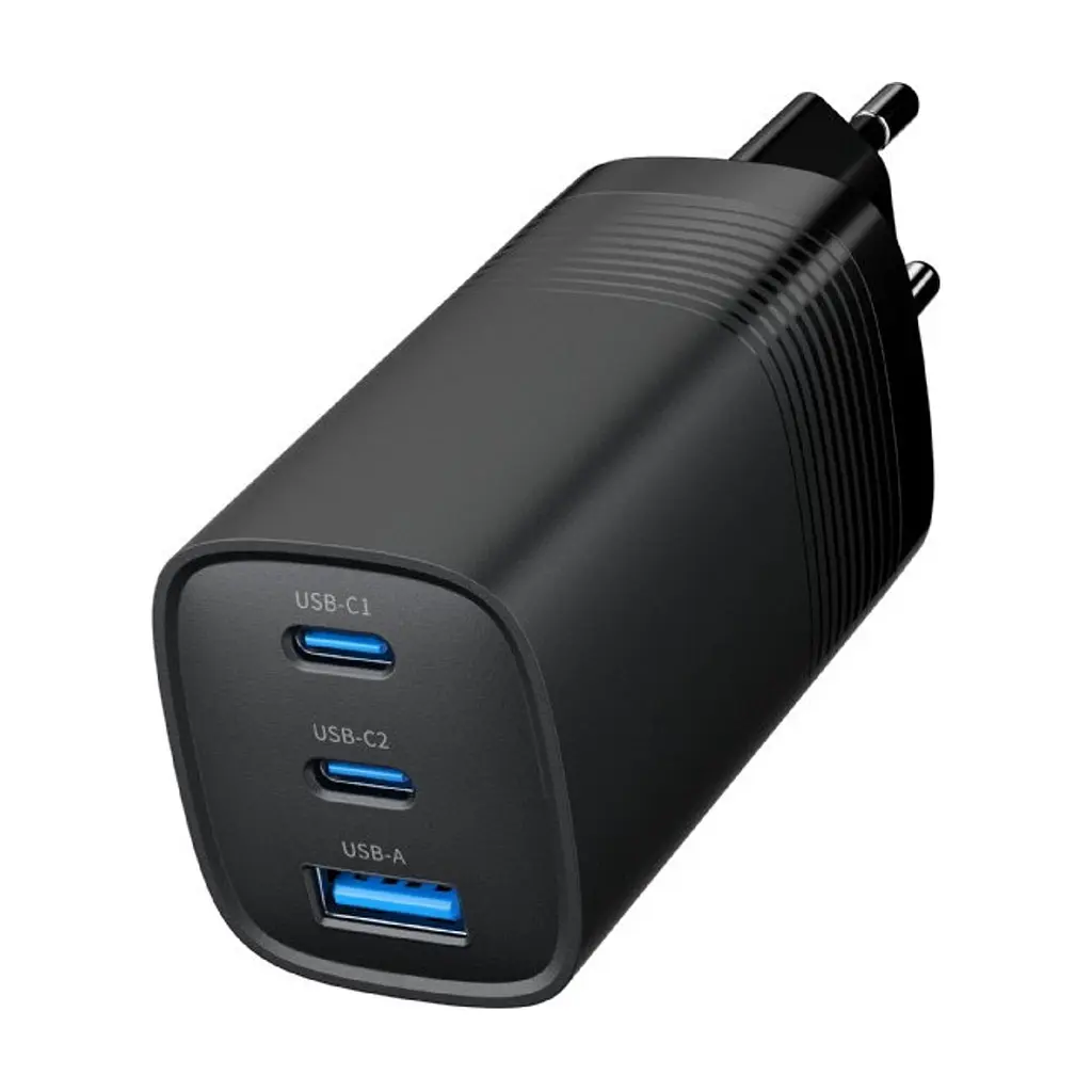 Зарядний пристрій Gembird USB-A + 2xType-C (PD18W + QC3.0 27W) black (TA-UC-PDQC65-01-BK) - фото 4
