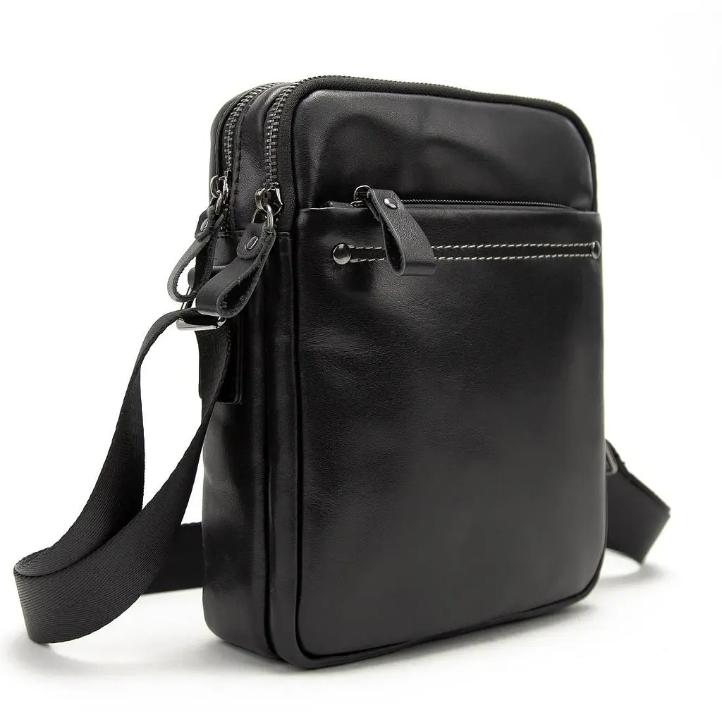 Месенджер кожаный чорний Tiding Bag 8713A - фото 4