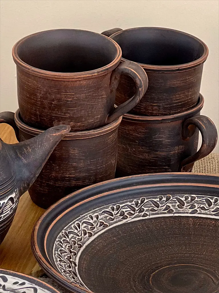 Набір керамічного (глиняного) посуду на 4 особи Ангоб - фото 3