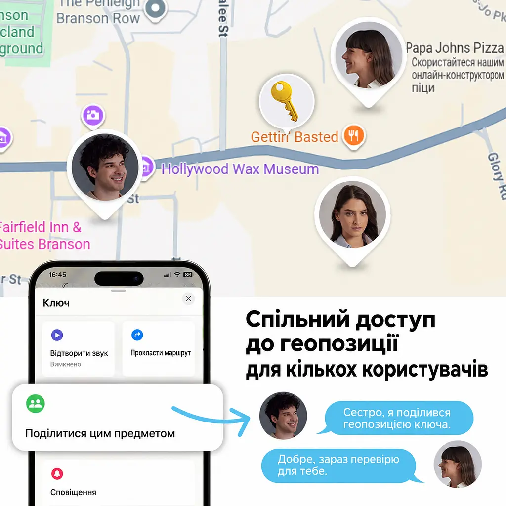 Bluetooth-трекери для пошуку речей UGREEN Finder Pro CM916 2 шт. AirTag пошукові мітки Apple Find My або Android Find Hub з перезаряджанням через USB-C зі звуковим пошуком зі сповіщеннями про залишені речі зі спільним доступом до місцезнаходження автономність до 365 днів синьо-сірі з чорною окантовкою (75646A) - фото 8