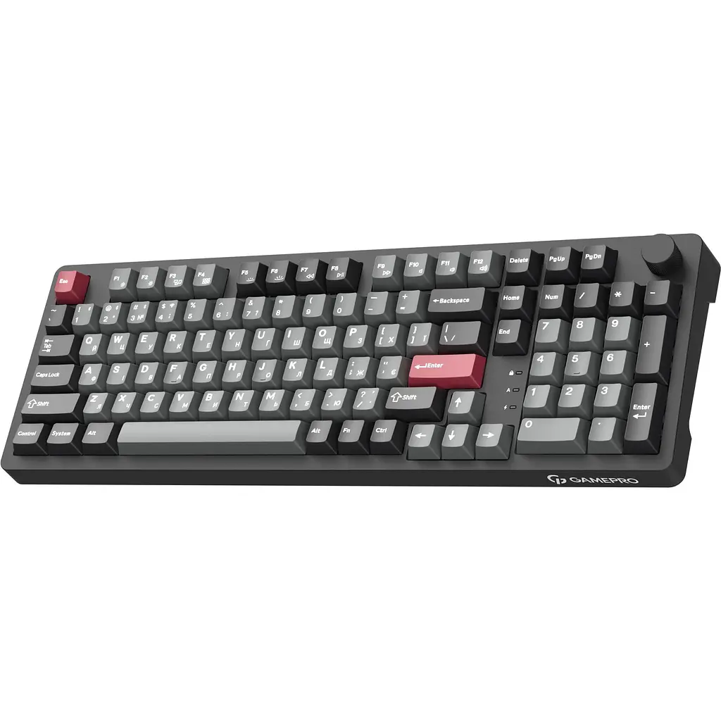 Клавіатура GamePro Asgard Drakkar Keychron Super Red Switch Wireless/Bluetooth/USB Black бездротова (MK305BK) - фото 3
