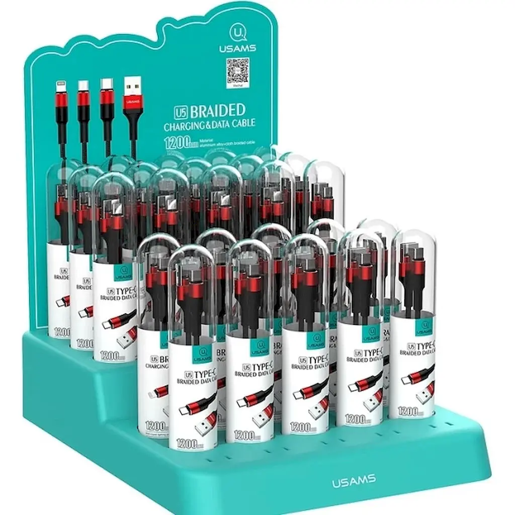 Кабель Usams U5 USB-A to Type-C US-SJ221, 2A, 1,2 м Red SJ221TC02 (6958444956640) - фото 4