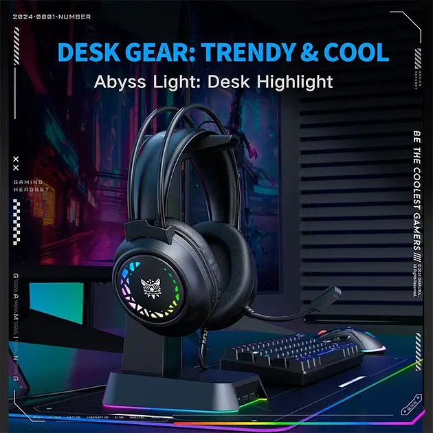 Игровые наушники проводные Onikuma X92 геймерская гарнитура с микрофоном и RGB подсветкой Black (19120) - фото 5