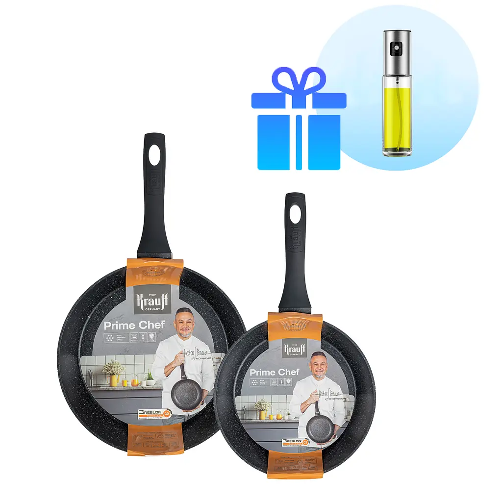 Набір глибоких сковорідок 24см та 26см Prime Chef Krauff + Дозатор для олії Krauff - фото 10