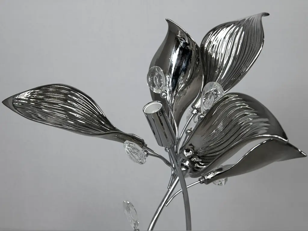 Стильна настільна лампа з керамічними елементами, 2 лампи, хром - фото 2