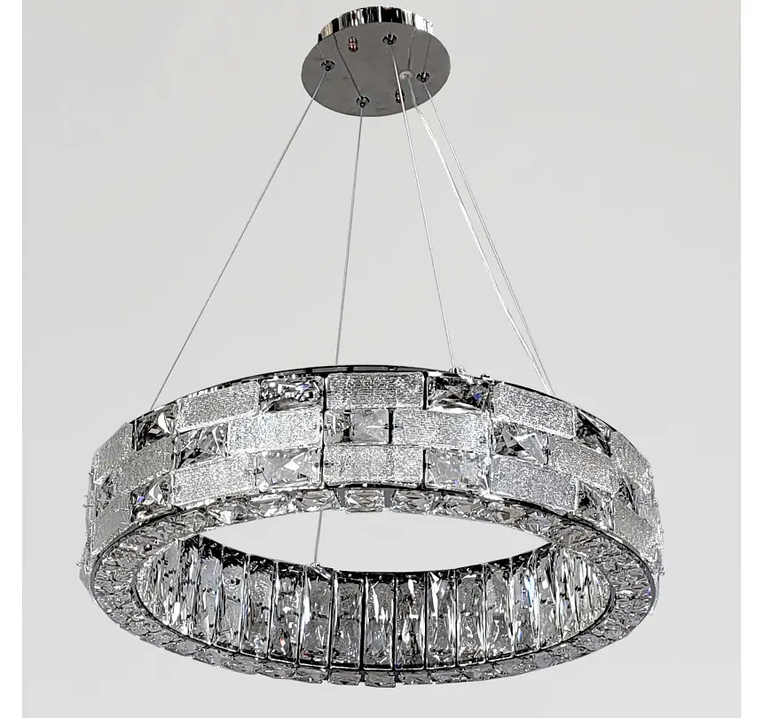 Світлодіодна люстра підвісна Artlight 8003/500CH з прозорим скляним кільцем в кольорі хром, 38W - фото 2