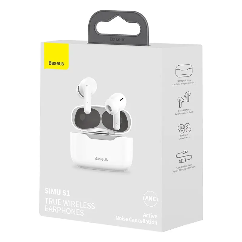 Наушники Baseus Bluetooth Simu Anc True Wireless Earphone S1 BT5.1, 40/380mAh, 4.5/24Hours (NGS1-02) - фото 2