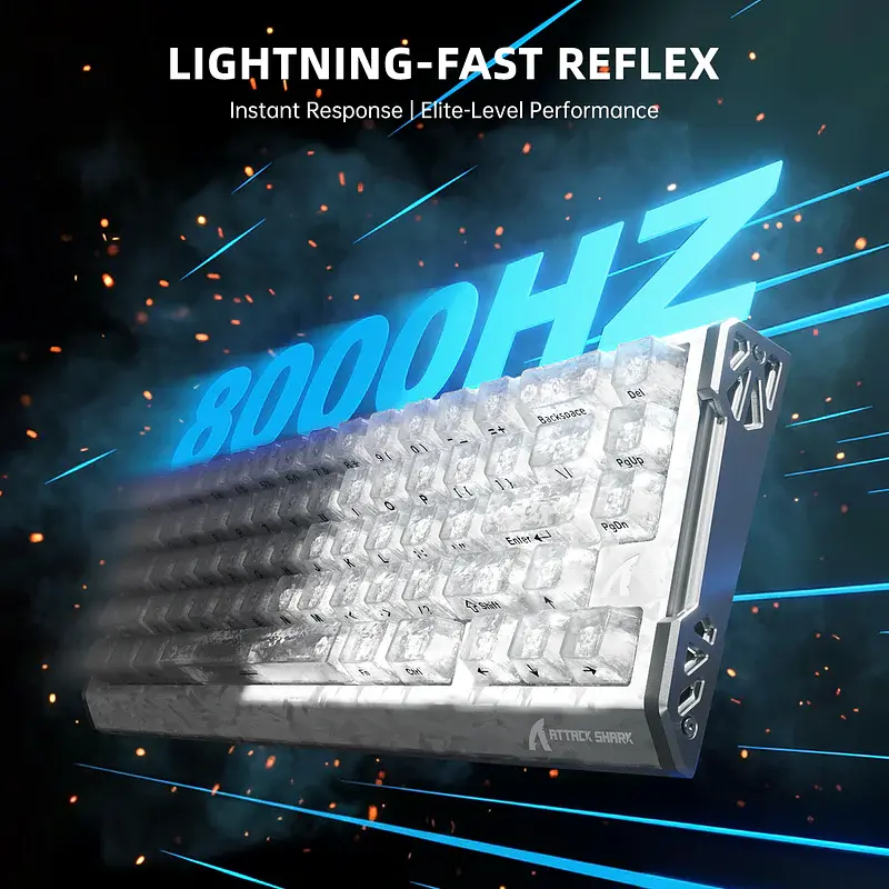 Игровая магнитная клавиатура ATTACK SHARK R68 HE / Проводное подключение / Magnetic Switch / White - фото 4