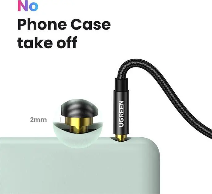 Кабель Ugreen AV112 3.5 мм Male to 3.5 мм Male Cable Gold Plated Metal Case with Braid 1 м Blue (10685) - фото 4