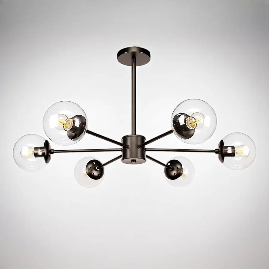 Люстра лофт із білими кулями Levistella 7529807-6 BK+CL - фото 2