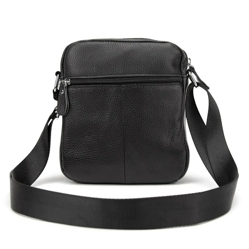 Шкіряний компактний чоловічий месенджер чорний Tiding Bag M56-0080A - фото 6