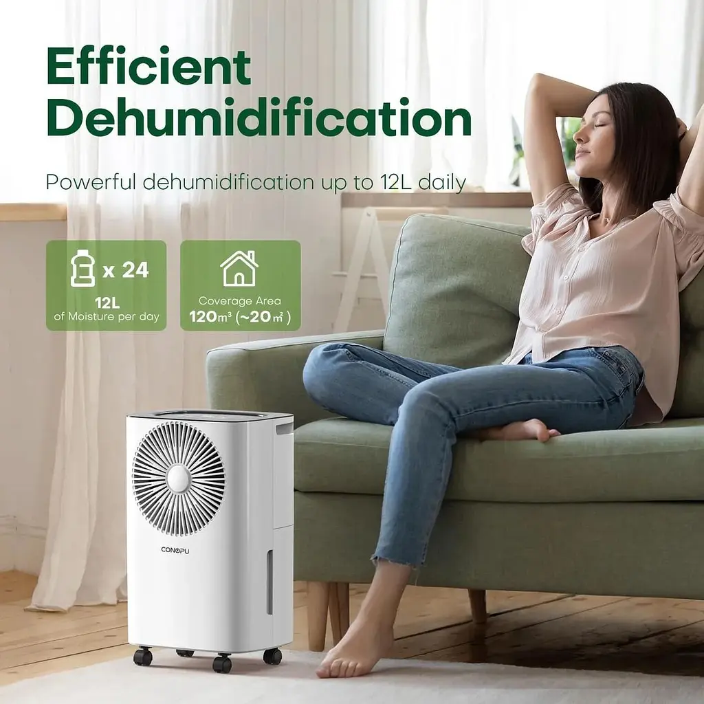 Осушитель воздуха CONOPU 12 л/день, 24-часовой таймер включения/выключения, непрерывный дренаж - фото 2