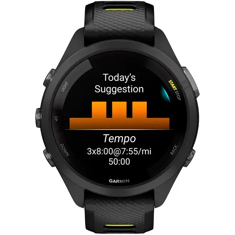 Смарт-годинник Garmin Forerunner 265S Black Bezel and Case with Black/Yellow Silicone Band 010-02810-03 [89362] - фото 2