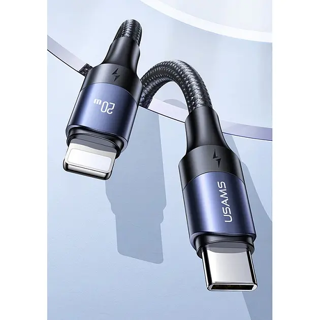 Кабель USAMS Type-C до Lightning 20W для швидкісної зарядки та передачі даних 1.2м чорний (SJ521USB01) (6958444973302) - фото 5