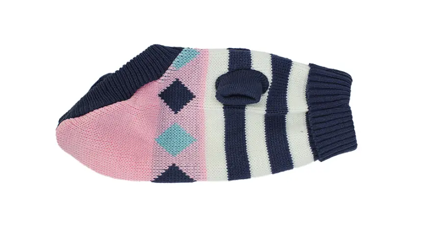 Светр для собак та котів EcoToys Stripe S рожевий біло-синя смужка A: 20 см B: 28 см C: 18 см S-7031 - фото 3