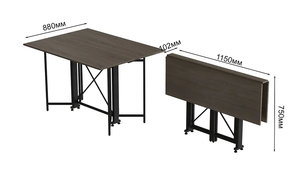 Стіл-книга трансформер Спайдер Ferrum-decor 750x1150x880 Чорний метал ДСП Дуб Сонома Трюфель 16 мм (FRD-105092) - фото 6