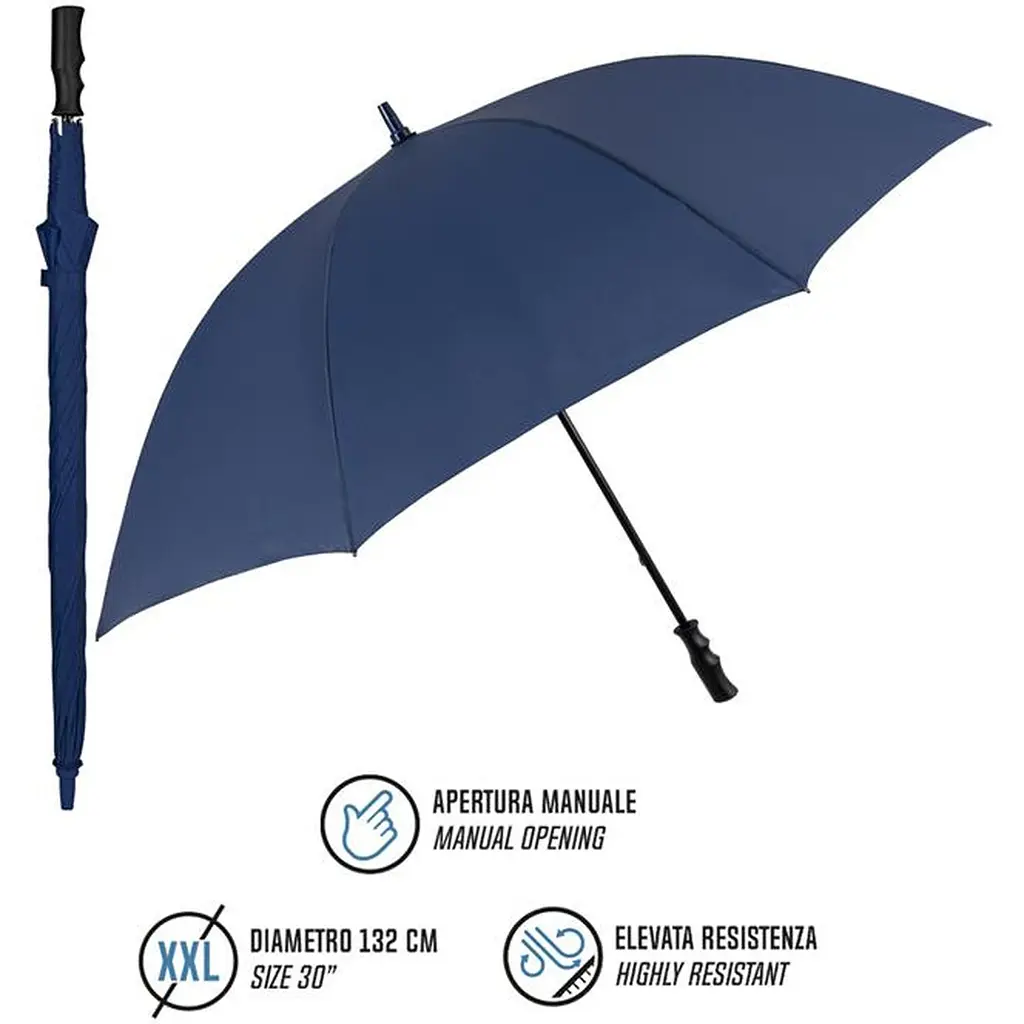 Зонтик-трость Perletti Golf XXL с системой антивитер темно-синий (P96020-02) - фото 2