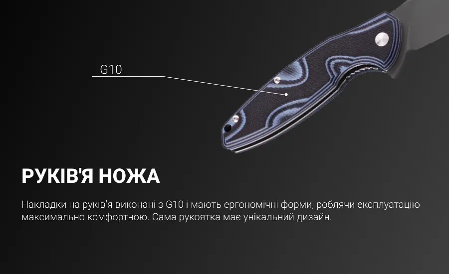 Ніж складаний туристичний Ruike Fang P105-Q, (9.2 см) 14C28N / G10 синій - фото 21